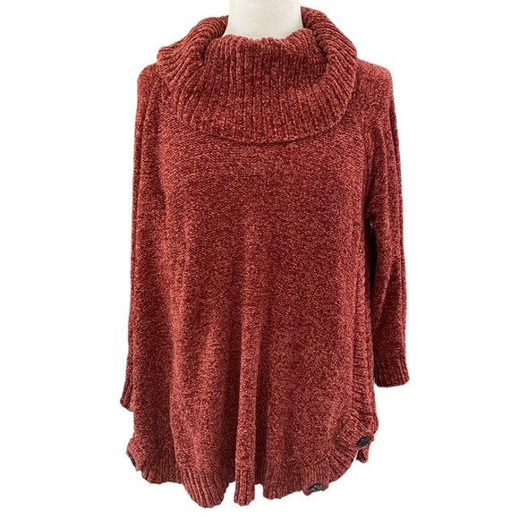 Soft Surroundings Chenille Cowl Neck Sweater Rust Cozy Boho Lagenlook Slouchy-M - Picture 1 of 12